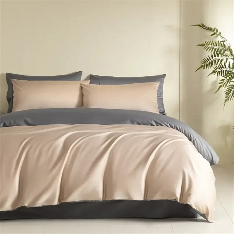 Blue and beige egyptian cotton bedding set for bedroom