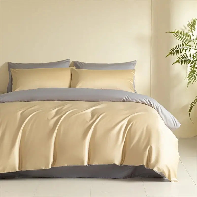 Blue and beige egyptian cotton bedding set for bedroom