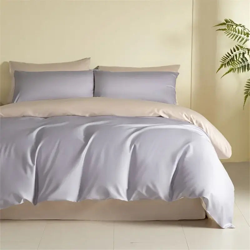 Blue and beige egyptian cotton bedding set for bedroom