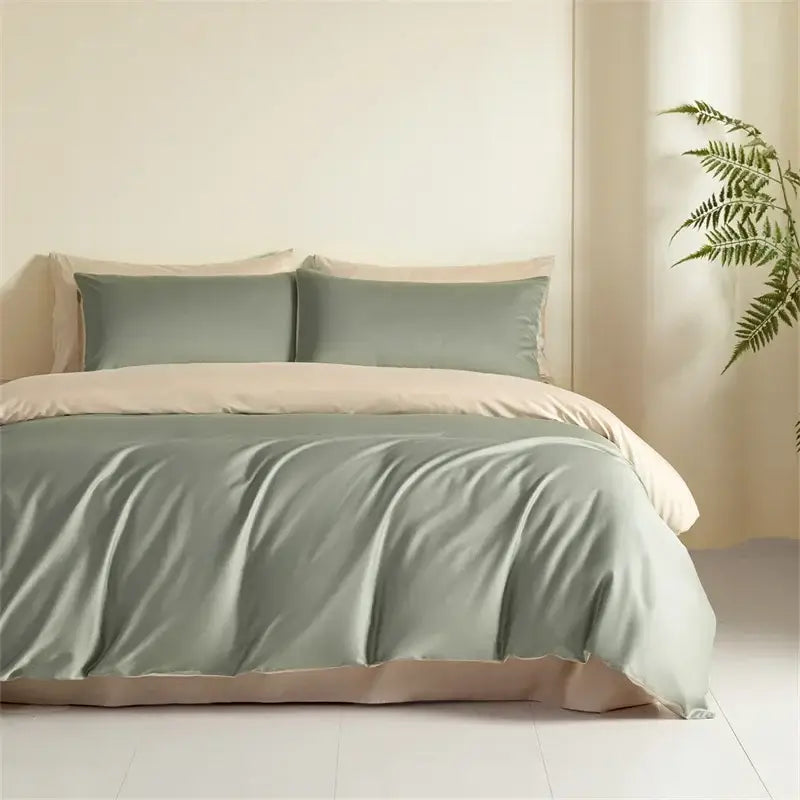 Blue and beige egyptian cotton bedding set for bedroom