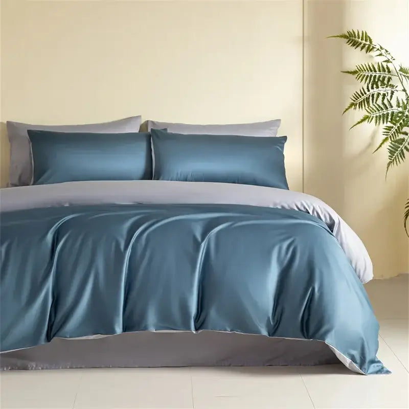 Blue and beige egyptian cotton bedding set for bedroom