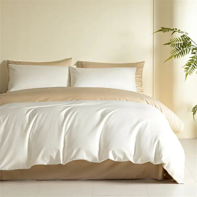 Blue and beige egyptian cotton bedding set for bedroom