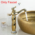 Blue and copper hand painted ceramic vessel sink set bathroom faucet