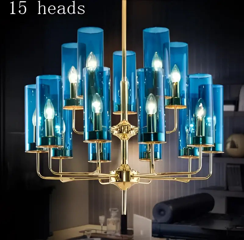 Blue and gold decorbites glass chandelier – kitchen island light