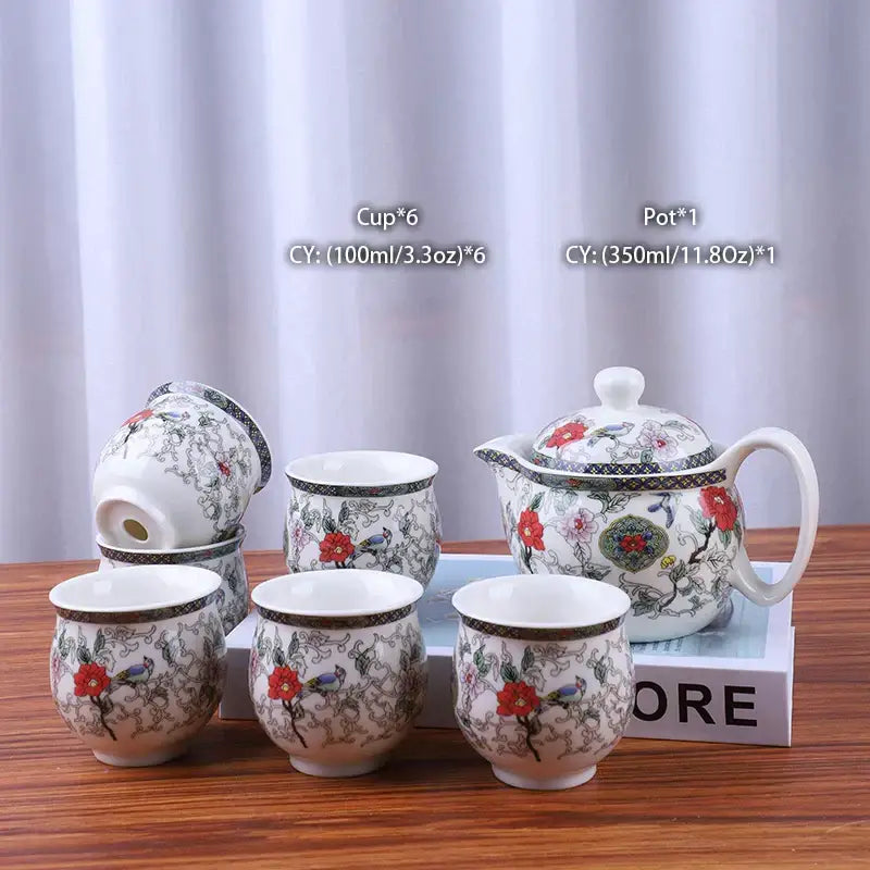 Blue and gold dragon teapot tea set dining room ceramic teaware