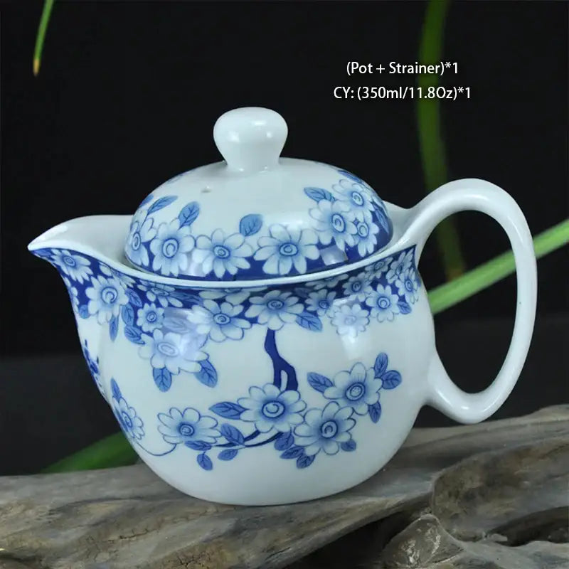 Blue and gold dragon teapot tea set dining room ceramic teaware