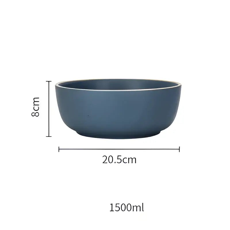 Blue and gray ceramic morandi bowl dining room gold trimmed dinnerware