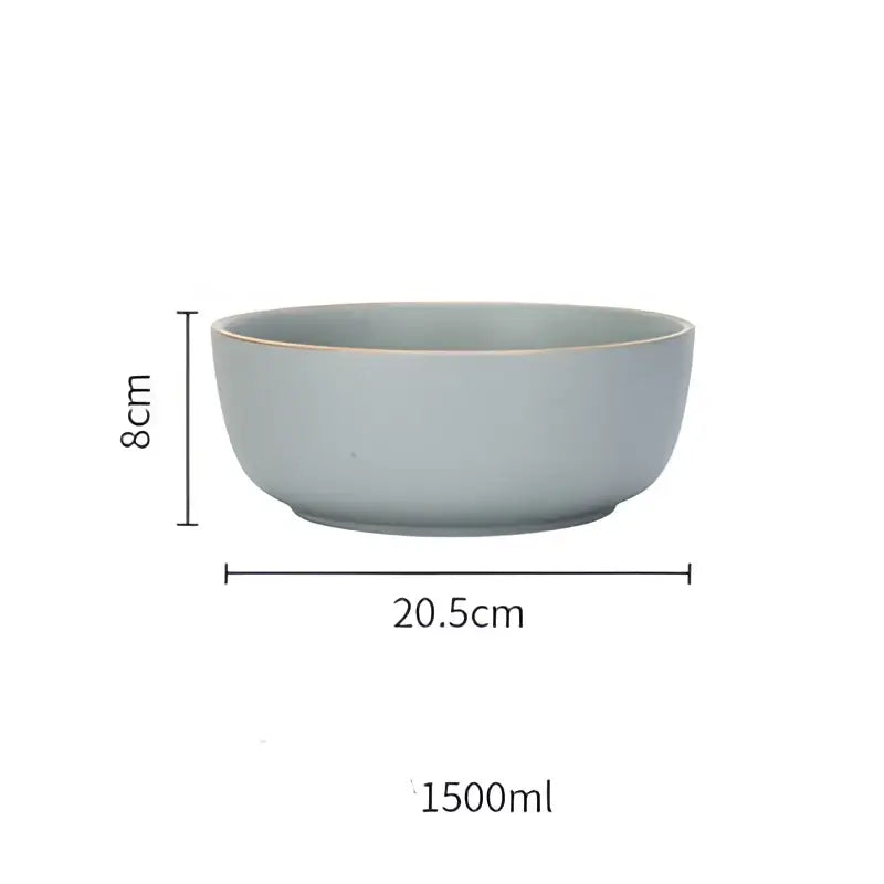 Blue and gray ceramic morandi bowl dining room gold trimmed dinnerware