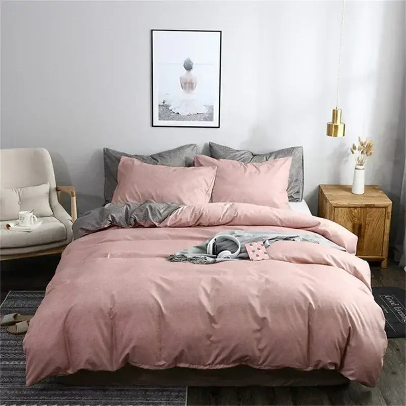 Blue and gray grain pattern duvet cover set bedroom bedding