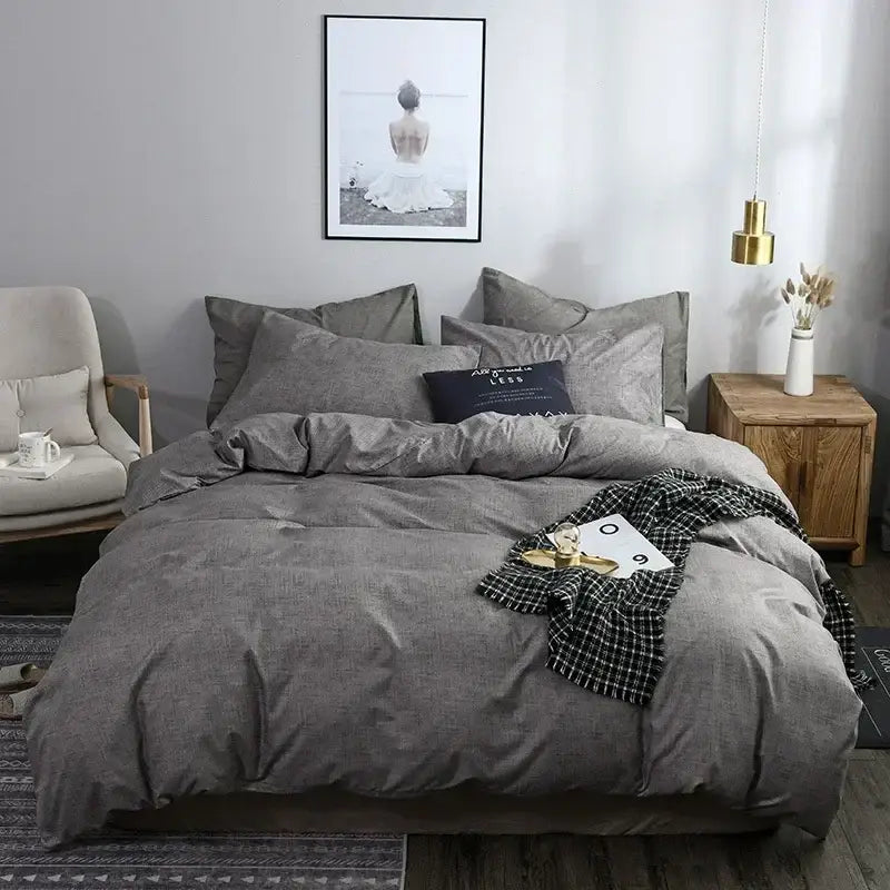 Blue and gray grain pattern duvet cover set bedroom bedding