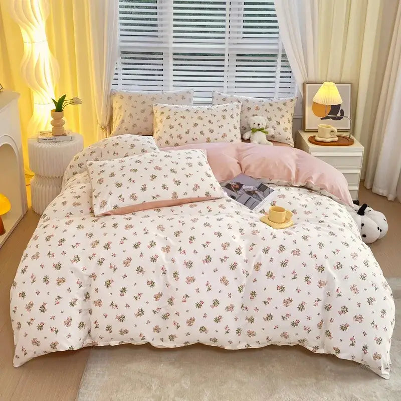 Blue and gray striped cotton single duvet cover bedroom bedding set