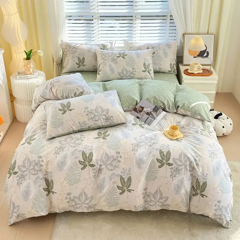 Blue and gray striped cotton single duvet cover bedroom bedding set