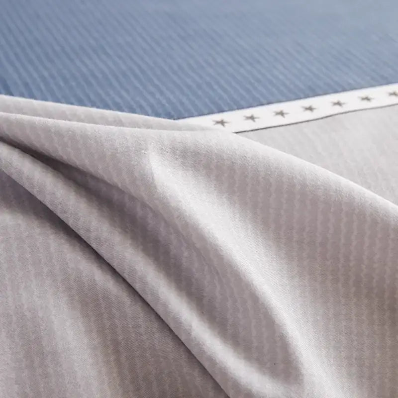 Blue and gray striped cotton single duvet cover bedroom bedding set