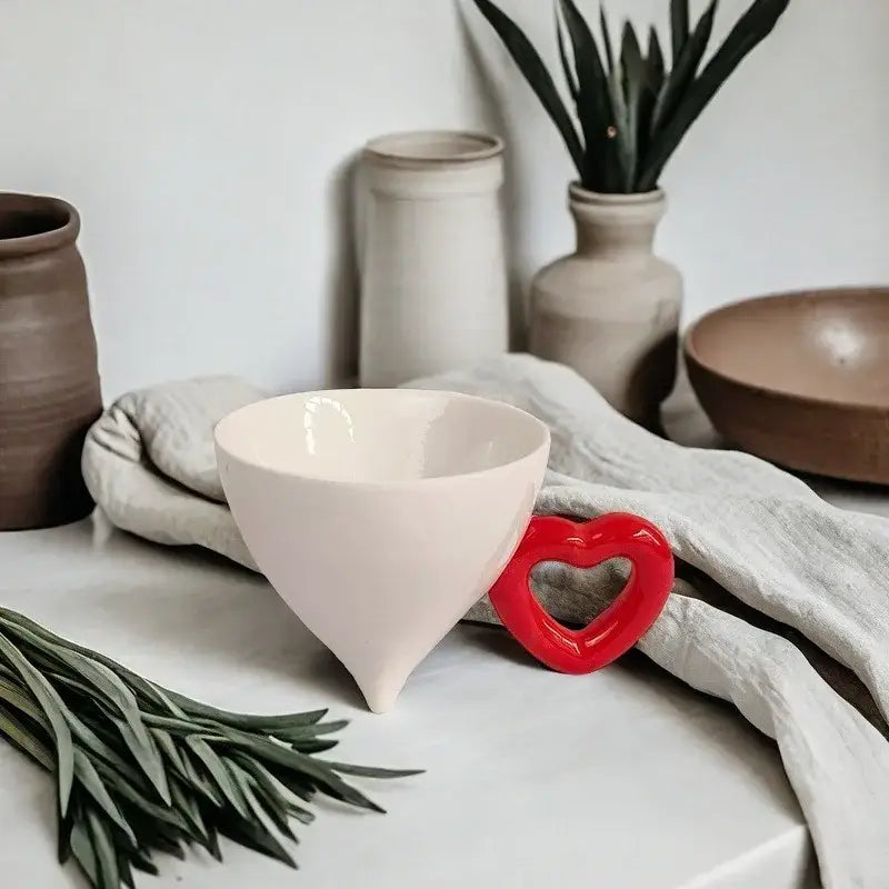 Blue and red heart shape ceramic mug set kitchen fruit juice cup