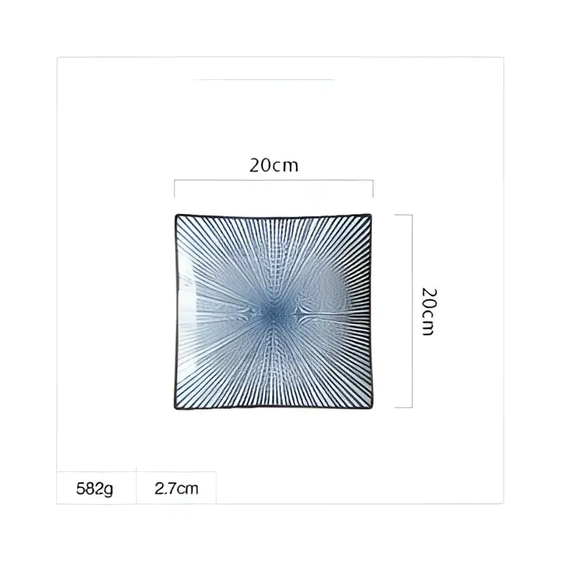 Blue and white crackle glaze porcelain square dinner plate dining room