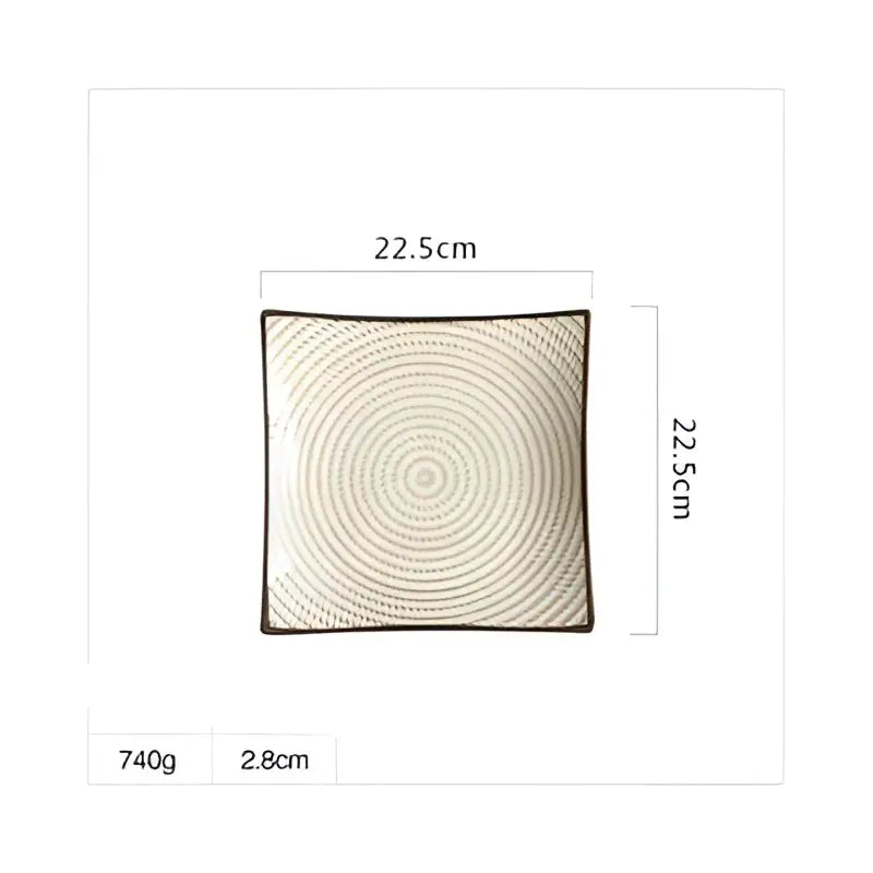 Blue and white crackle glaze porcelain square dinner plate dining room