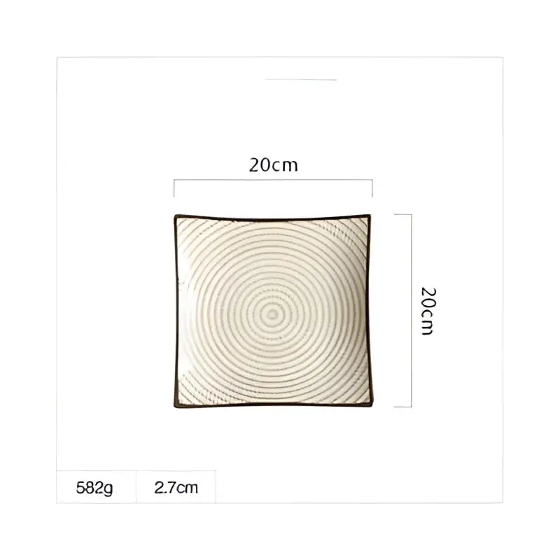 Blue and white crackle glaze porcelain square dinner plate dining room