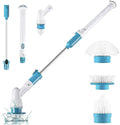 Blue and white electric spin scrubber brush for bathroom cleaning