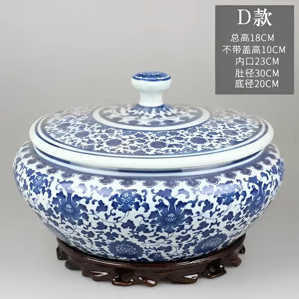 Blue and white floral ceramic tea caddy jar set – living room decor