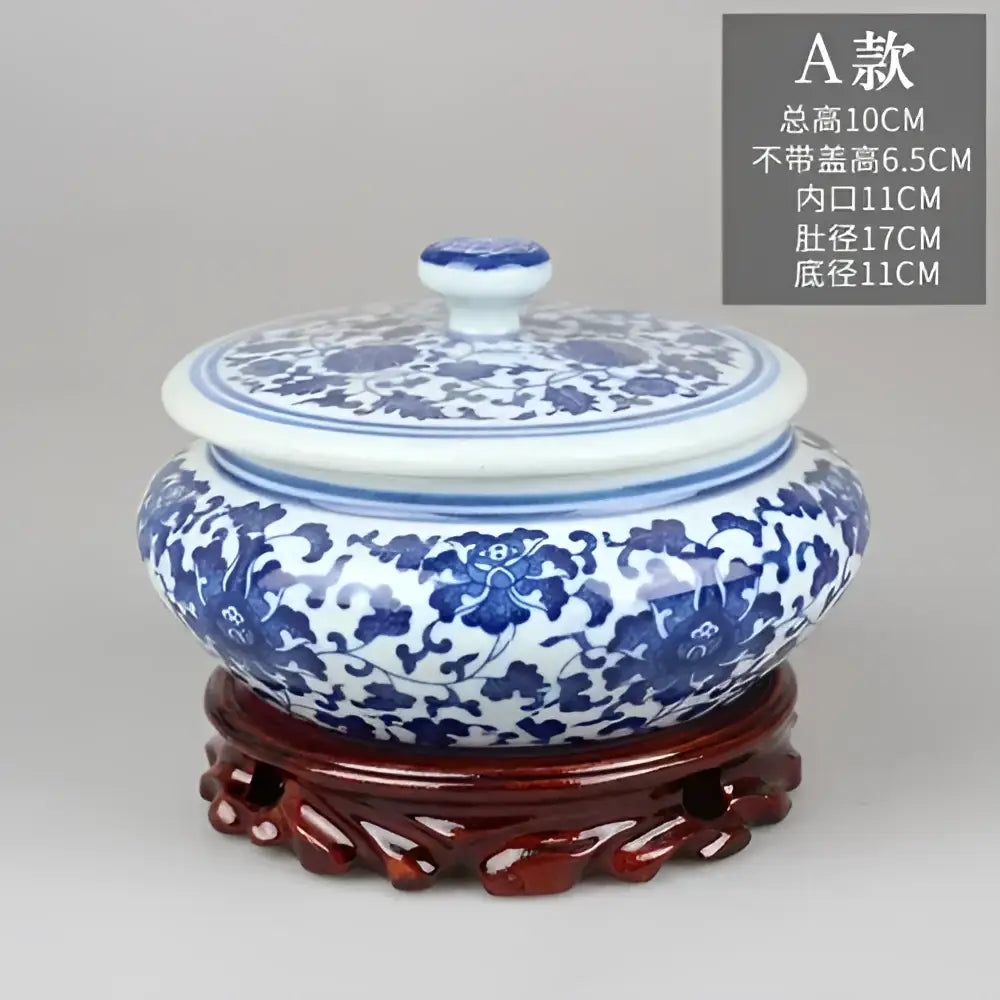 Blue and white floral ceramic tea caddy jar set – living room decor