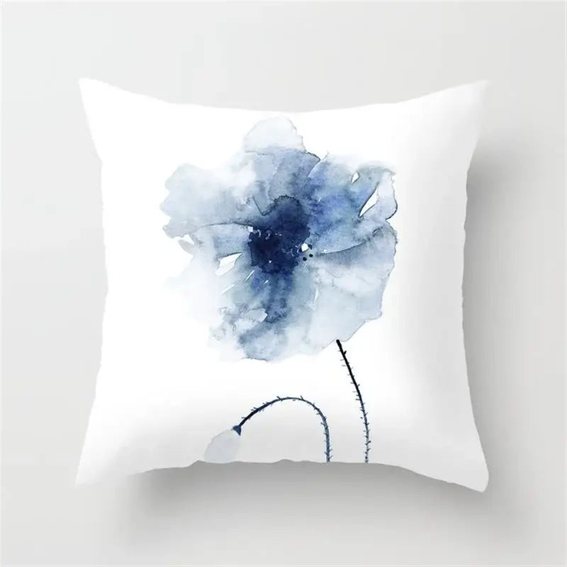 Blue and white geometric heart round cushion cover living room decor