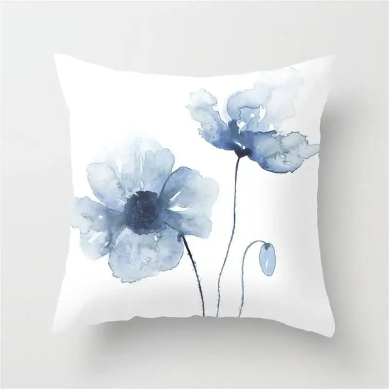 Blue and white geometric heart round cushion cover living room decor