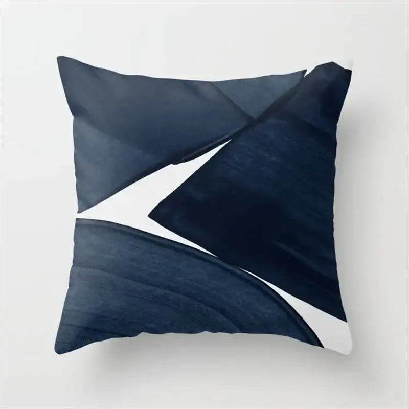 Blue and white geometric heart round cushion cover living room decor