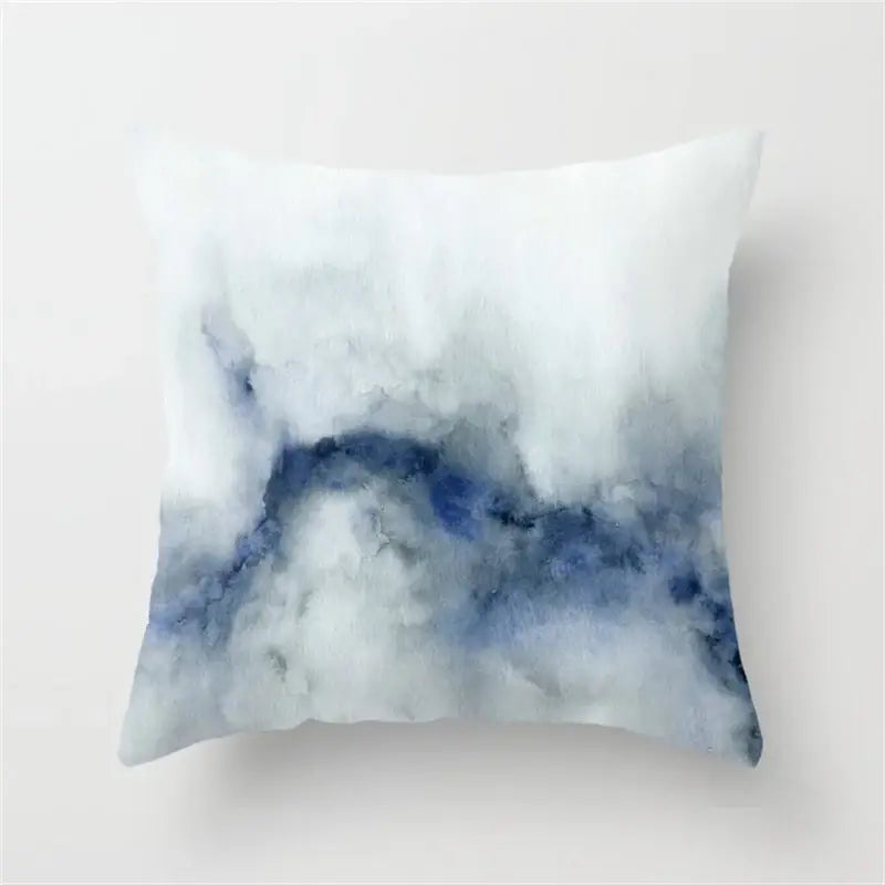 Blue and white geometric heart round cushion cover living room decor