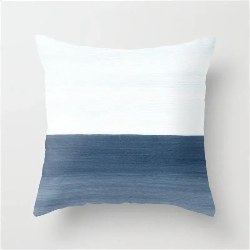 Blue and white geometric heart round cushion cover living room decor