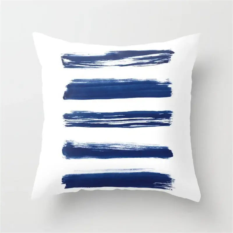 Blue and white geometric heart round cushion cover living room decor