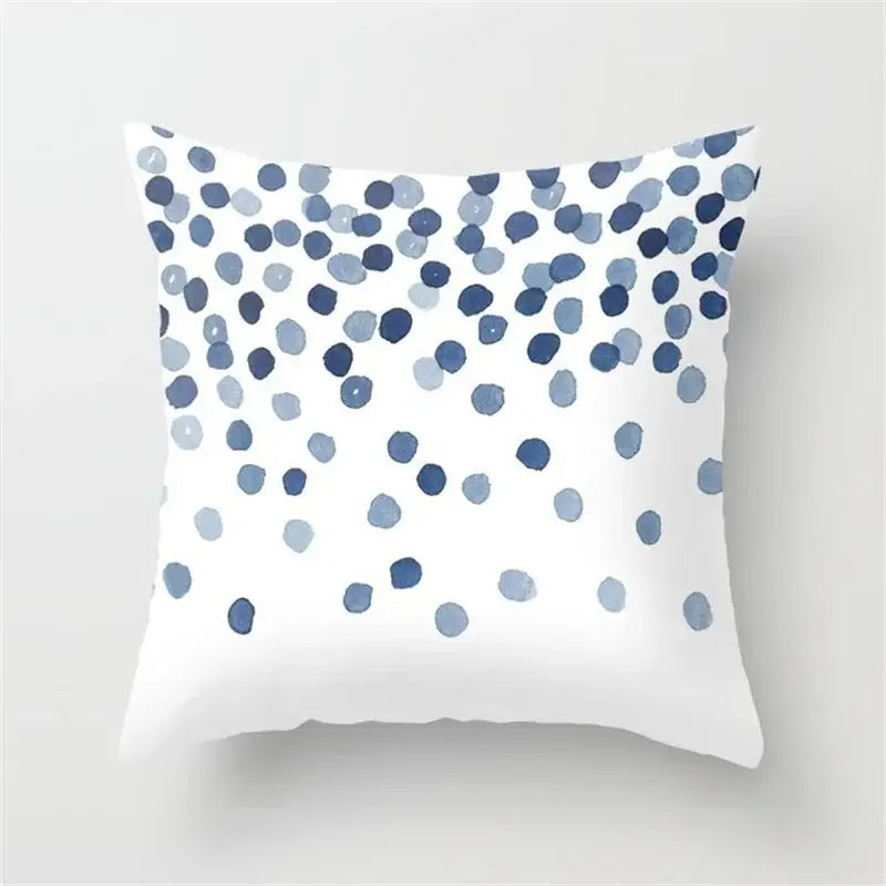 Blue and white geometric heart round cushion cover living room decor