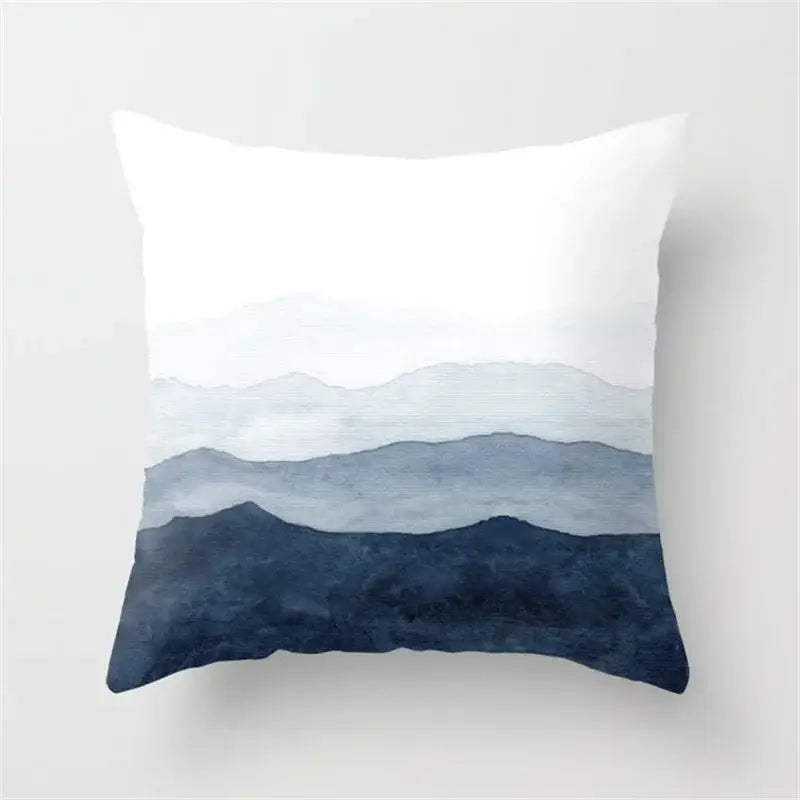 Blue and white geometric heart round cushion cover living room decor