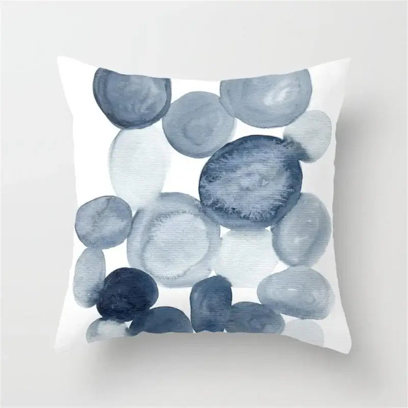Blue and white geometric heart round cushion cover living room decor