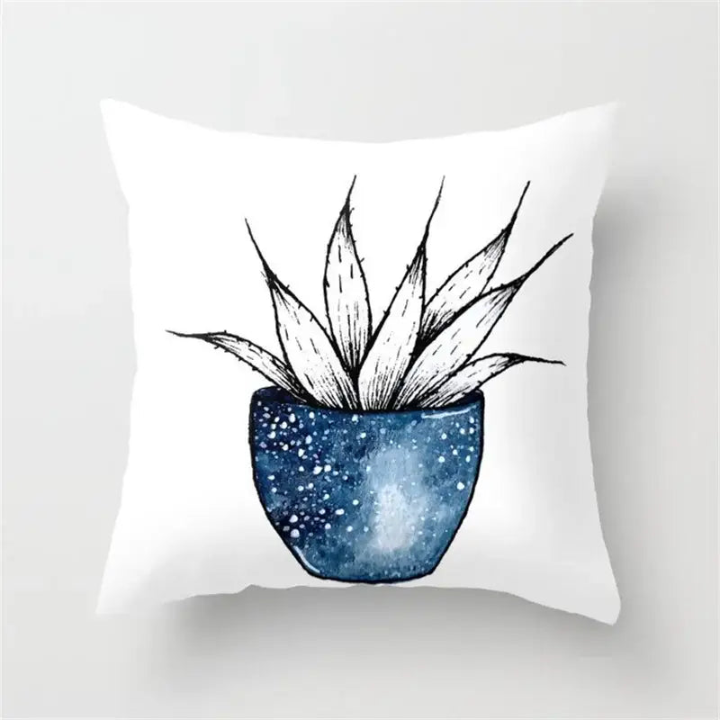 Blue and white geometric heart round cushion cover living room decor