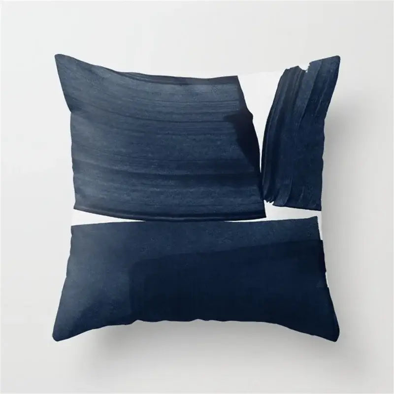 Blue and white geometric heart round cushion cover living room decor