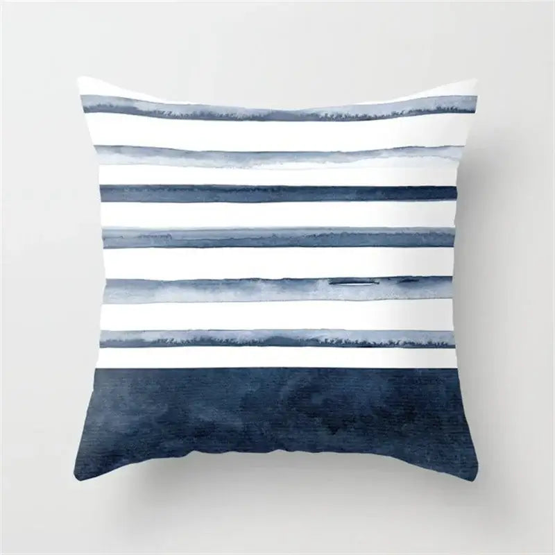 Blue and white geometric heart round cushion cover living room decor
