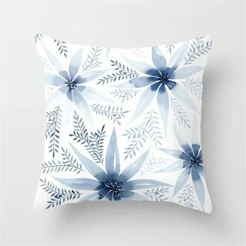 Blue and white geometric heart round cushion cover living room decor