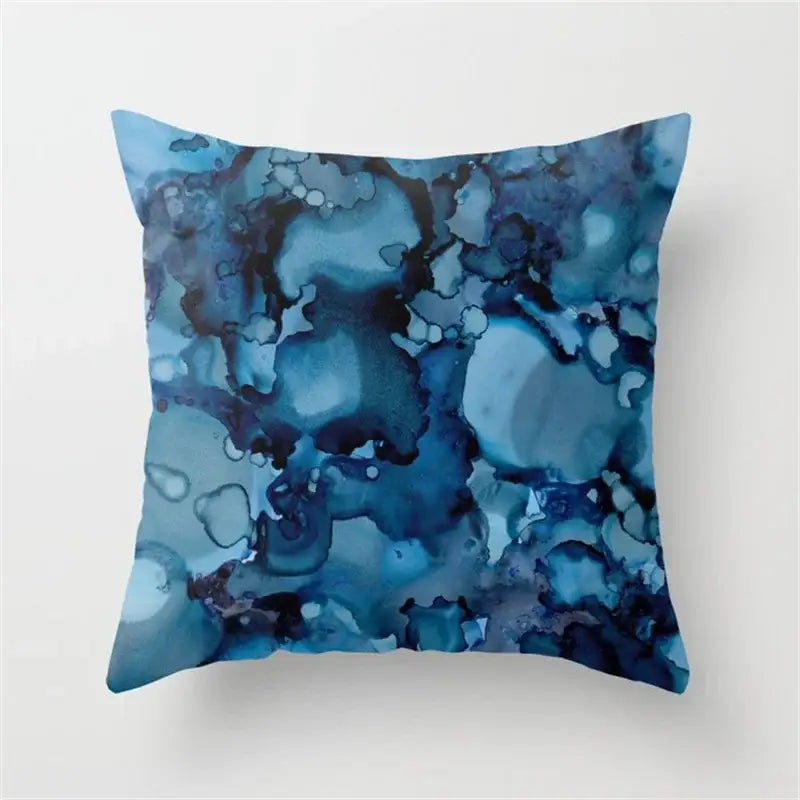 Blue and white geometric heart round cushion cover living room decor