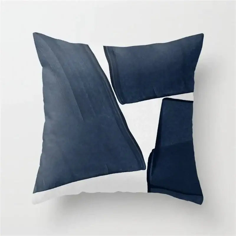 Blue and white geometric heart round cushion cover living room decor