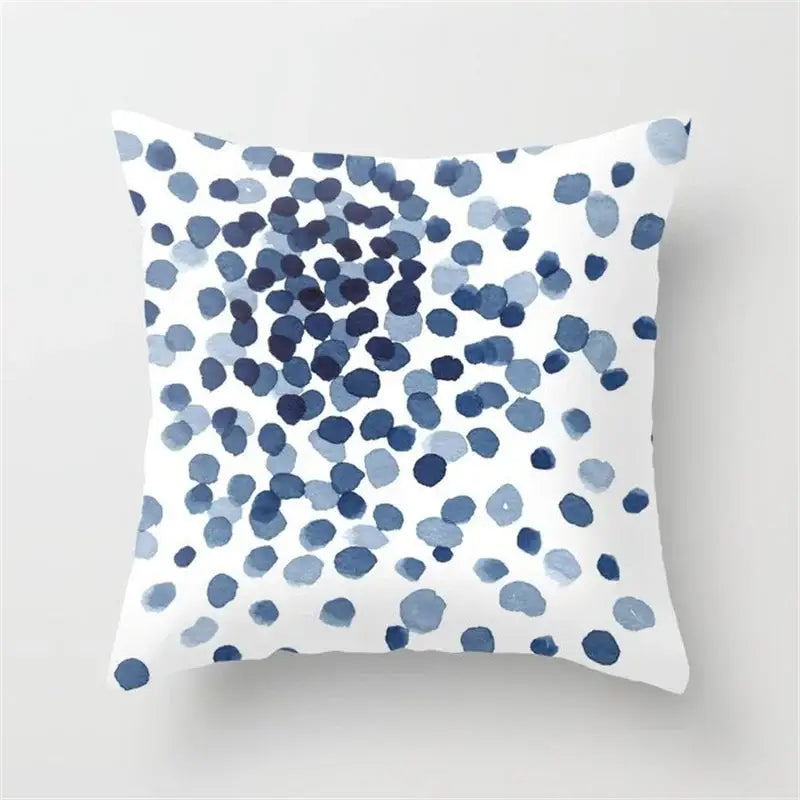 Blue and white geometric heart round cushion cover living room decor
