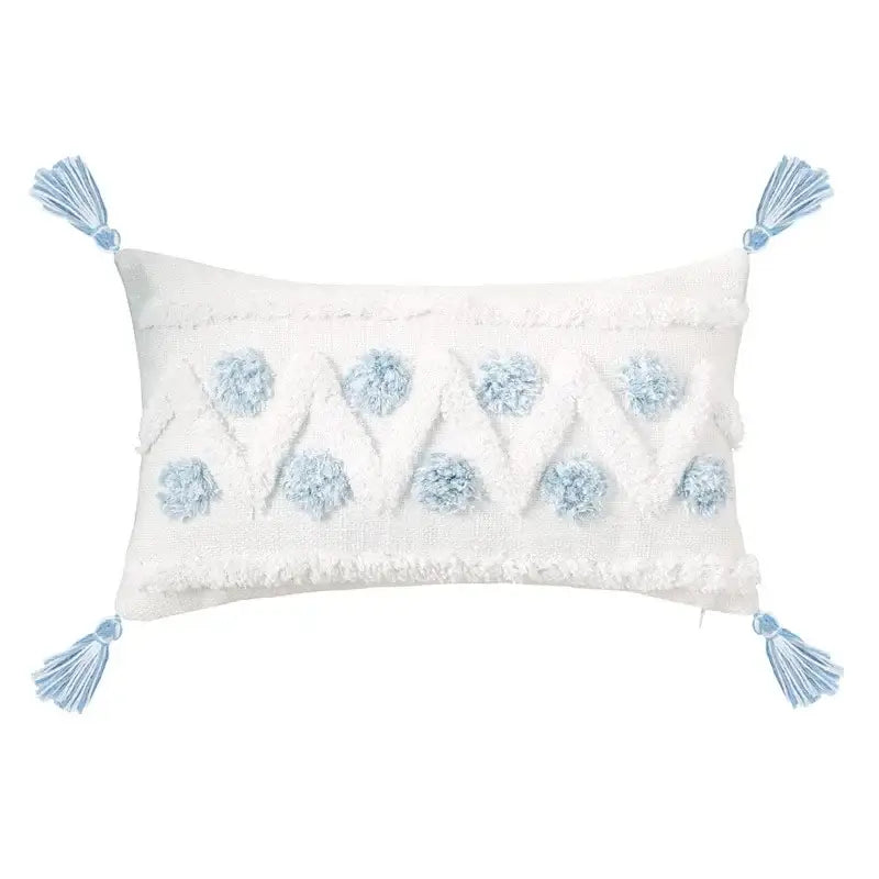 Blue and white geometric tufted pillowcase set bedroom long pillow