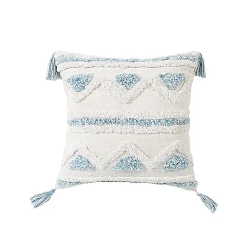 Blue and white geometric tufted pillowcase set bedroom long pillow