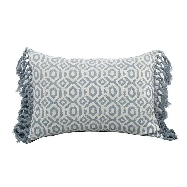 Blue and white geometric tufted pillowcase set bedroom long pillow