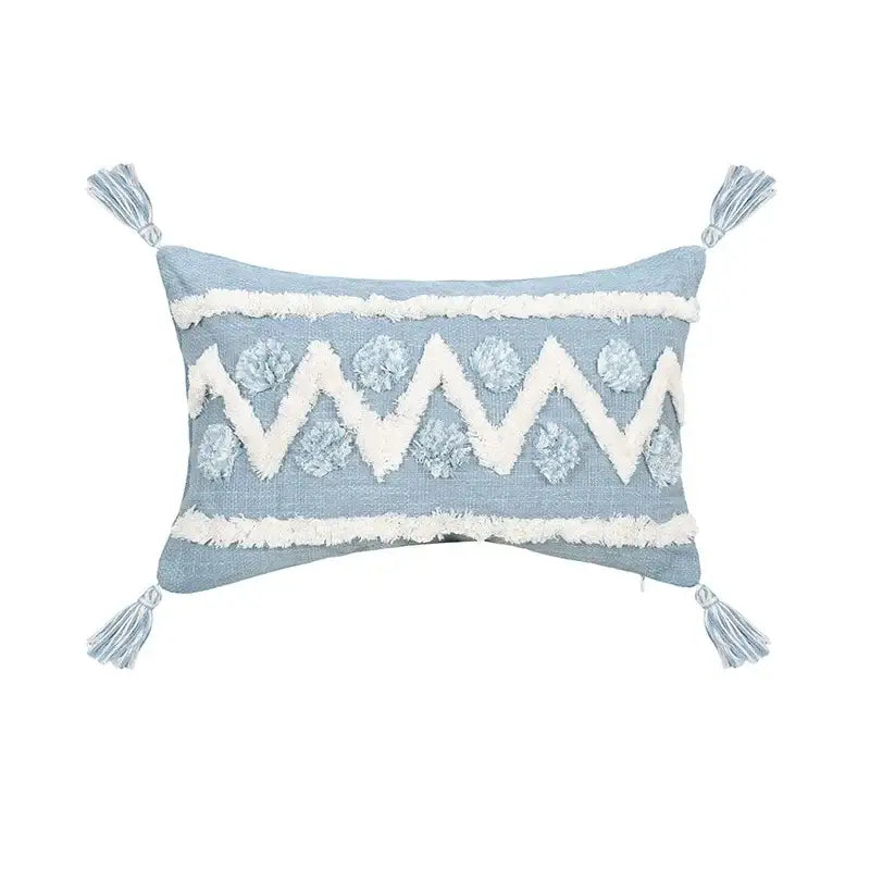 Blue and white geometric tufted pillowcase set bedroom long pillow
