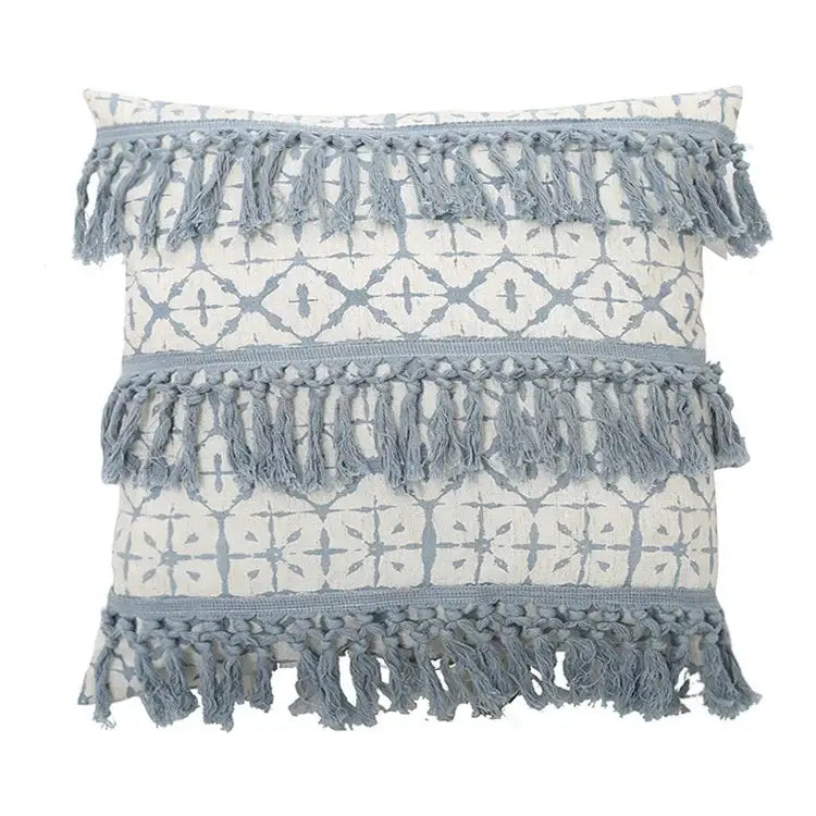 Blue and white geometric tufted pillowcase set bedroom long pillow