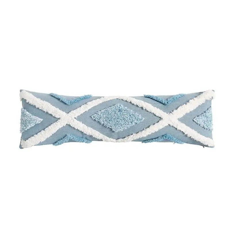 Blue and white geometric tufted pillowcase set bedroom long pillow