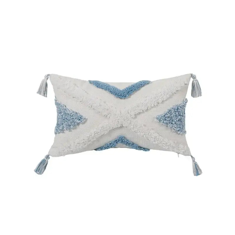 Blue and white geometric tufted pillowcase set bedroom long pillow