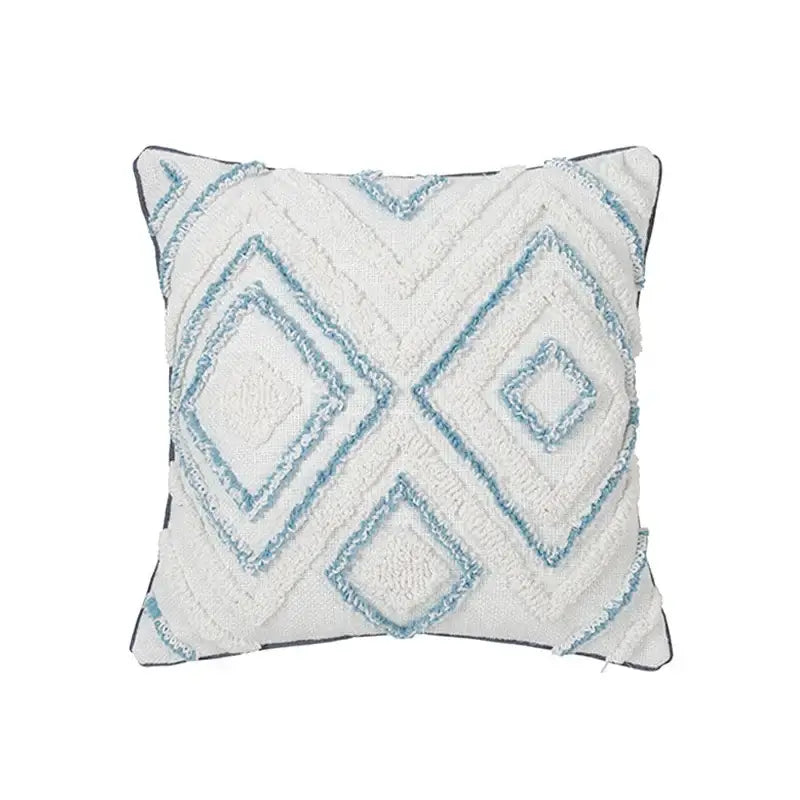 Blue and white geometric tufted pillowcase set bedroom long pillow