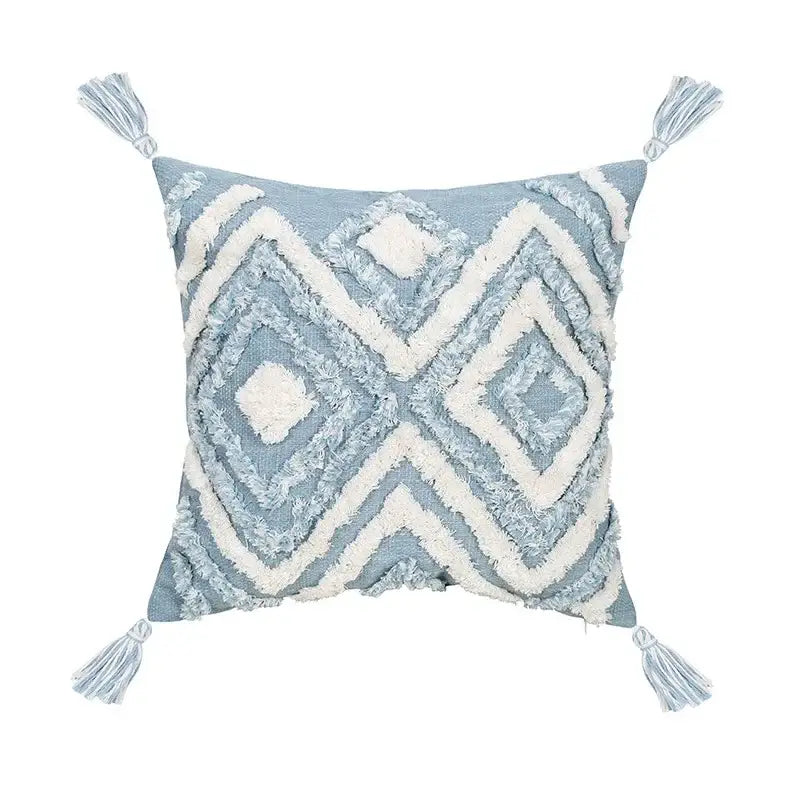 Blue and white geometric tufted pillowcase set bedroom long pillow