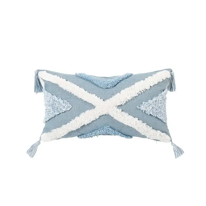 Blue and white geometric tufted pillowcase set bedroom long pillow